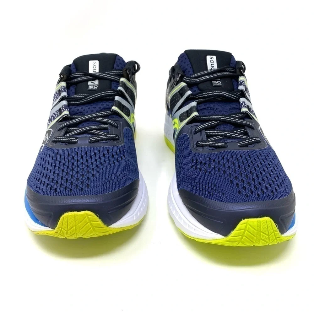 Saucony Men's Omni ISO running shoes navy blue citron